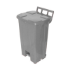 Cesto de Lixo 100L Quadrado c/ Pedal e Rodas - Cinza