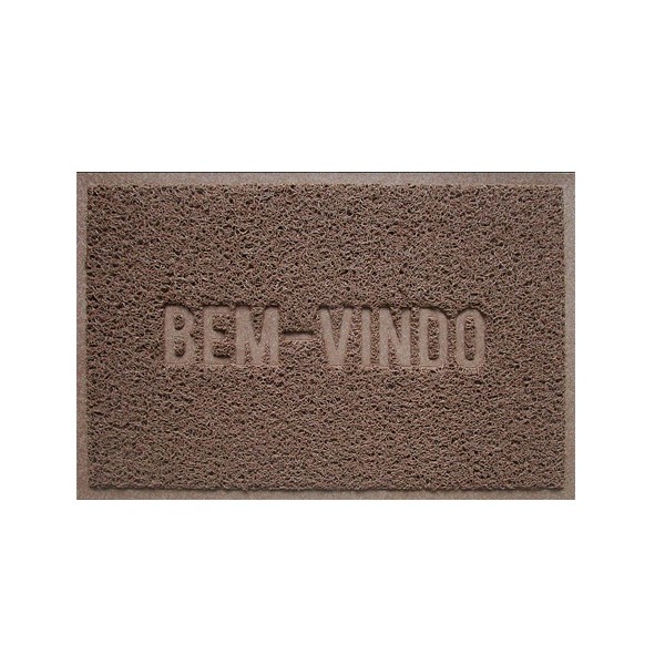 Tapete Capacho Vinil 0.40x 0.60cm Bem-Vindo - Marrom - Bella Casa