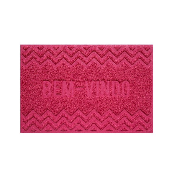 Tapete Capacho Vinil 0.40x 0.60cm Bem-Vindo - Vermelho - Bella Casa