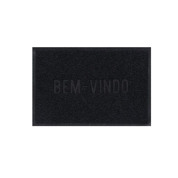 Tapete Capacho Vinil 0.40x 0.60cm Bem-Vindo - Preto - Bella Casa