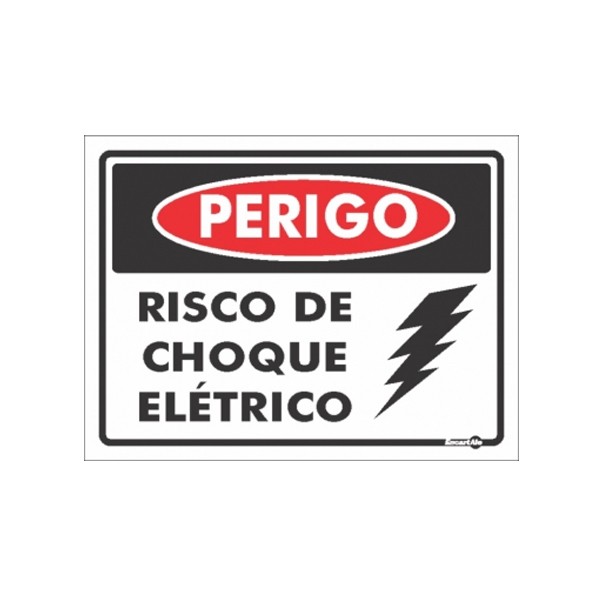 Placa Perigo Risco de Choque Eletrifico Ps159 - Encartale 