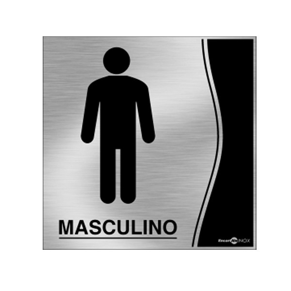 Placa Inox Banheiro Masculino Pa01 - Encartale