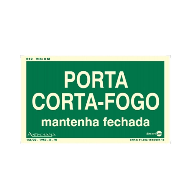 Placa Fotoluminescente Porta Corta Fogo Paf316 - Encartale 