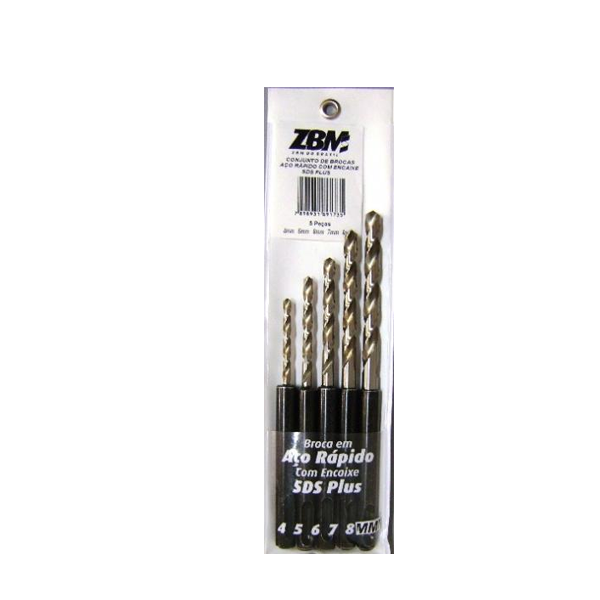 Conjunto de Brocas em Aço Rápido Sds Plus 5 Peças - ZBM