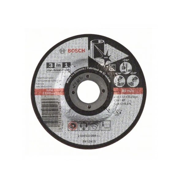 Disco 3 em 1 Corte Desbaste e Acabamento em Aço Inox 4.1/2 Pol. x 2.5 x 7/8 Pol. - Bosch
