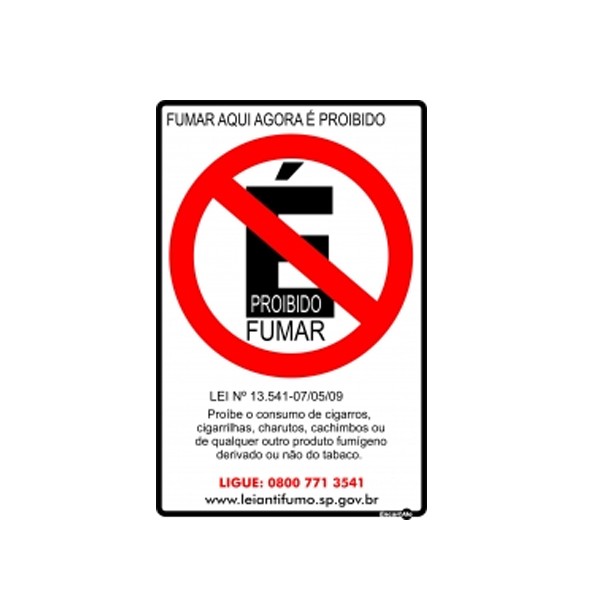 Placa Proibido Fumar Lei Federal Ps141 - Encartale 