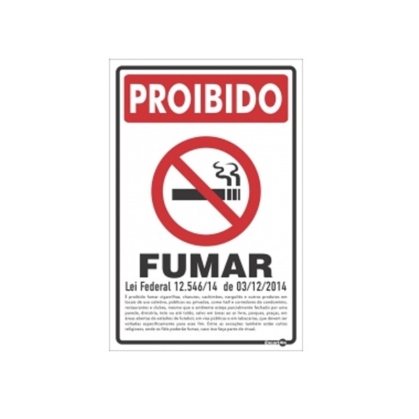 Placa Proibido Fumar Lei Federal Ps90 - Encartale 