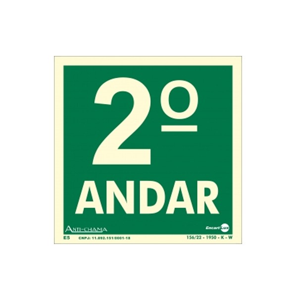 Placa Pvc Pavimento 2º Andar Fotoluminescente Paf337 - Encartale 