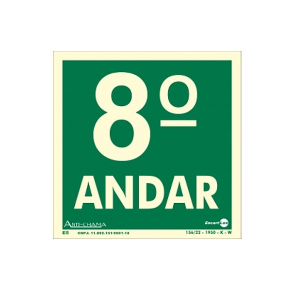 Placa Pvc Pavimento 8º Andar Fotoluminescente Paf343 - Encartale 