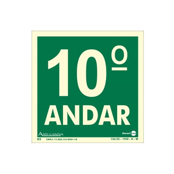 Placa Pvc Pavimento 10º Andar Fotoluminescente Paf345 - Encartale 