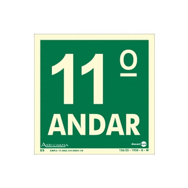 Placa Pvc Pavimento 11º Andar Fotoluminescente Paf346 - Encartale 
