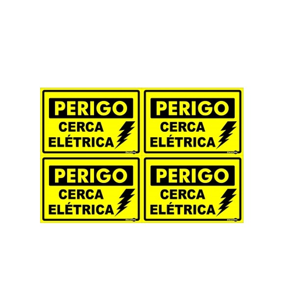 Placa Perigo Cerca Elétrica (c/4 Un) Ps168 - Encartale 