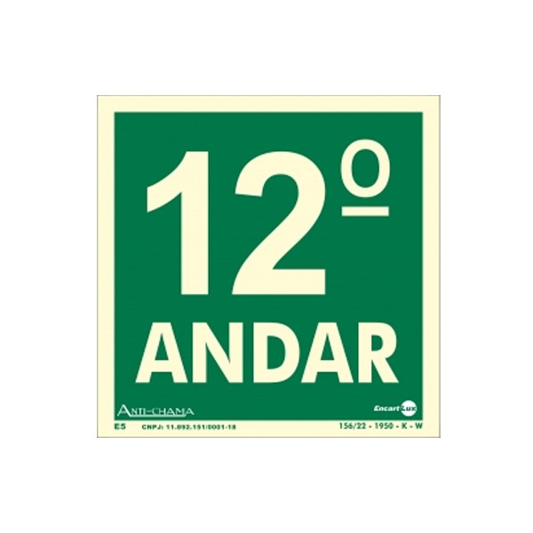 Placa Pvc Pavimento 12º Andar Fotoluminescente Paf347 - Encartale 