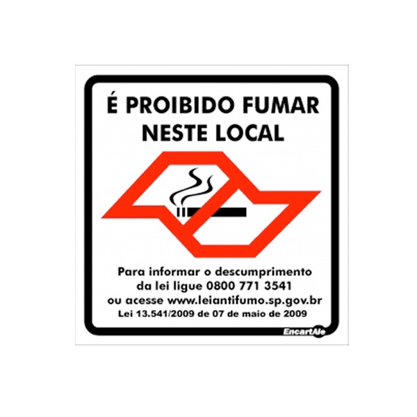 Adesivo Proibido Fumar Lei SP - Encartale