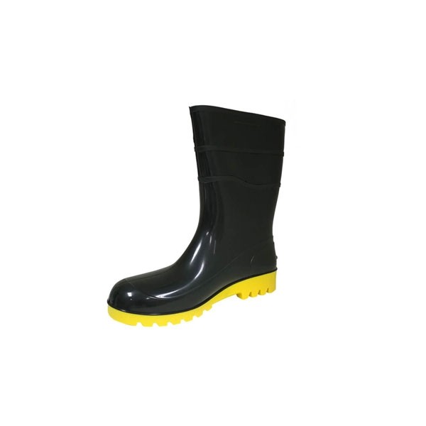 Bota PVC Cano Curto sem Forro Preta Solado Amarelo - Bracol