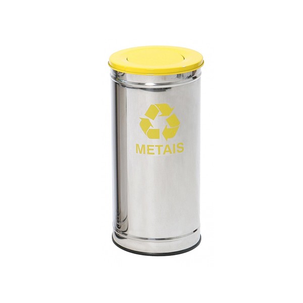 Lixeira Aço Inox 22 Litros c/ Tampa Meia Esfera Plástica
