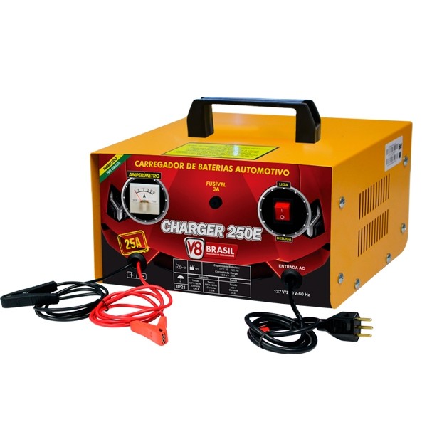 Carregador de Bateria Portátil 25A Bivolt Charger 250E - V8 Brasil