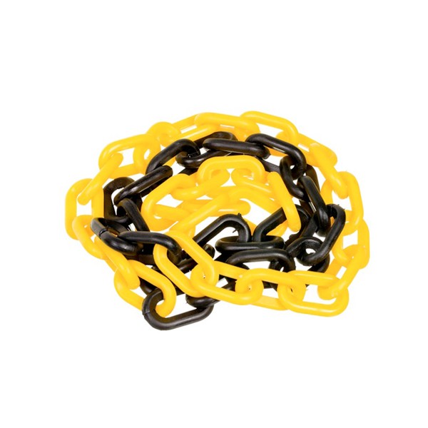 Corrente Plástica 63 x 34mm Preta/Amarela (Vendida por Metro)