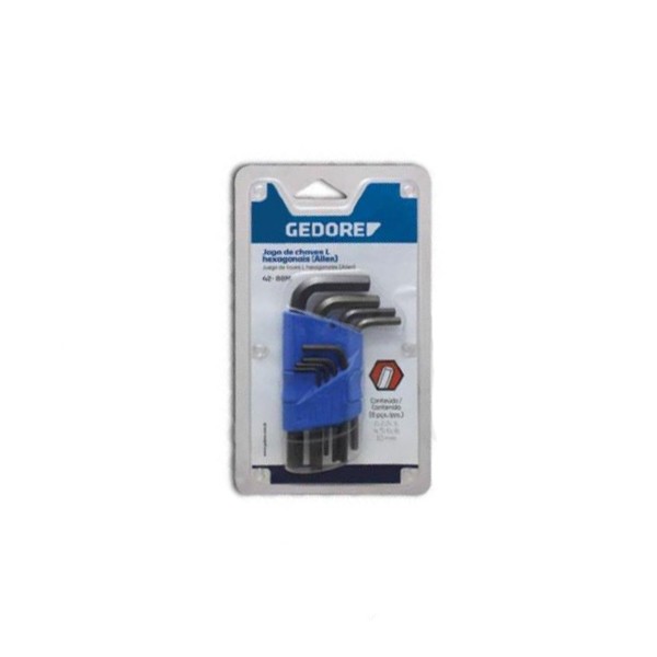 Jogo de Chaves L Hexagonais 3.2mm Curta com 10 Pçs - Gedore