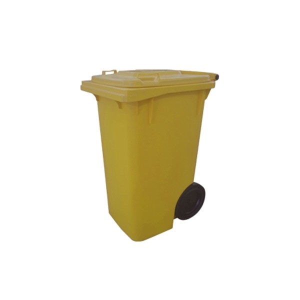 Cesto de Lixo 240 L com Tampa e Roda Laranja
