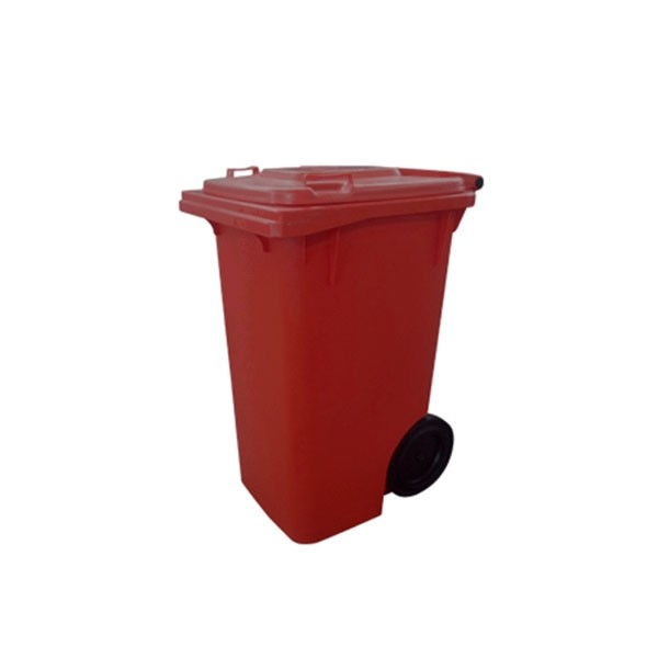 Cesto de Lixo 240 L com Tampa e Roda Vermelho