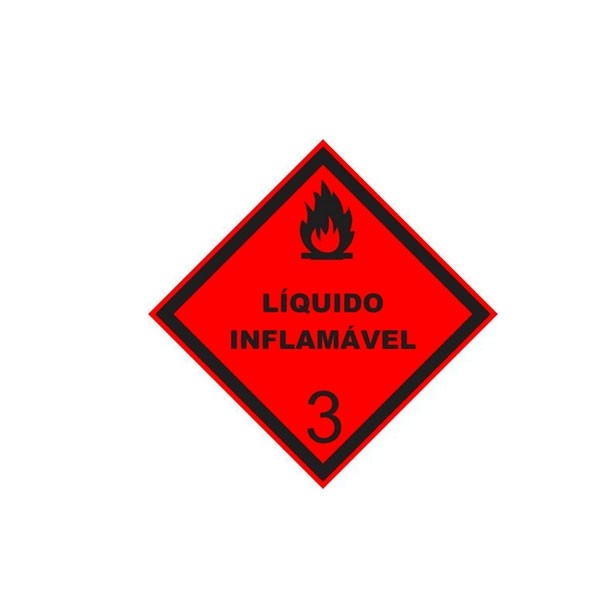 Placa Simbologia Liquido Inflamável 3 Pol. de 30x30cm