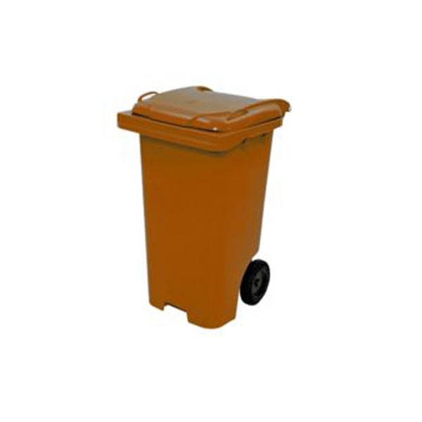 Cesto de Lixo 120 L com Tampa e Roda Marrom