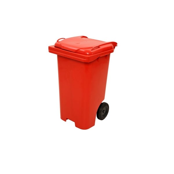 Cesto de Lixo 120 L com Tampa e Roda Vermelho