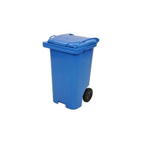 Cesto de Lixo 120 L com Tampa e Roda Azul