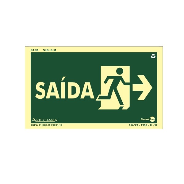 Placa em Poliestireno Saída (Seta para Direita) - Encartale