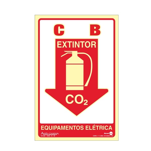 Placa em Poliestireno Extintor CO2 PS-119