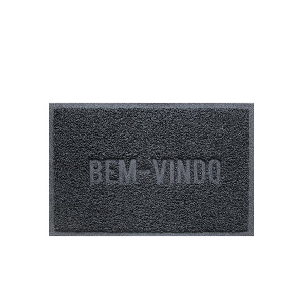Tapete Capacho Vinil 0.40x 0.60cm Bem-Vindo - Cinza Claro - Bella Casa