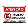 Placa Metal Atenção Proibido Estacionar Dia e Noite Pm839 - Encartale