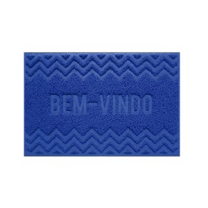 Tapete Capacho Vinil 0.40x 0.60cm Bem-Vindo - Azul - Bella Casa