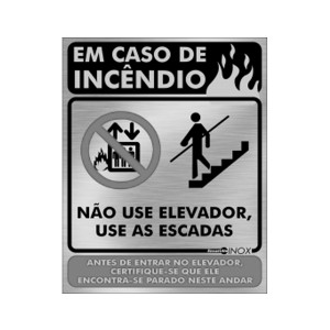 Placa Inox em Caso Incêndio Não Use o Elevador Pa74 - Encartale