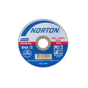 Disco de Corte Inox 4.1/2 Pol. x 1.0 x 7/8 Pol. BNA12 - Norton