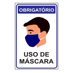 Placa Obrigatório Uso de Máscara 20x15