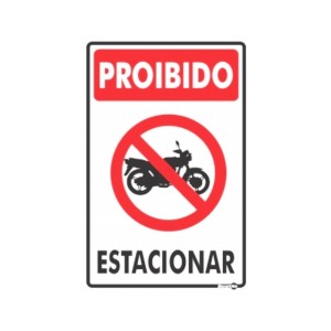 Placa em Poliestireno Proibido Estacionar Motos