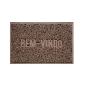 Tapete Capacho Vinil 0.40x 0.60cm Bem-Vindo - Marrom - Bella Casa