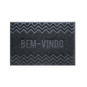 Tapete Capacho Vinil 0.40x 0.60cm Bem-Vindo - Cinza - Bella Casa