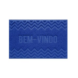 Tapete Capacho Vinil 0.40x 0.60cm Bem-Vindo - Azul - Bella Casa