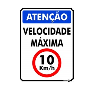 Placa Metal Atenção Velocidade Máxima 10Km/H Pm837 - Encartale