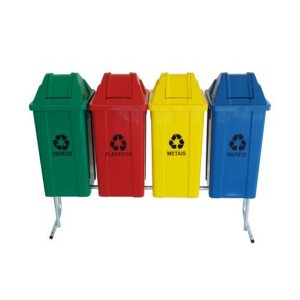 Conjunto p/ Coleta Seletiva com 4 Cestos de 60L