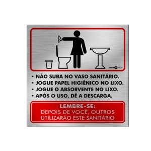 Placa Inox Higiene Banheiro Feminino Pa05 - Encartale