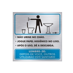 Placa Inox Higiene Banheiro Masculino Pa04 - Encartale