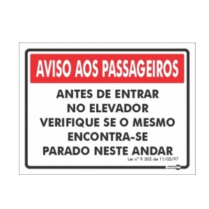 Placa Aviso Aos Passageiros Ps225 - Encartale 