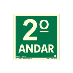 Placa Pvc Pavimento 2º Andar Fotoluminescente Paf337 - Encartale 