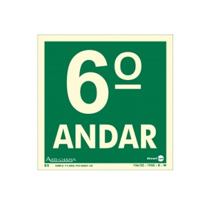 Placa Pvc Pavimento 6º Andar Fotoluminescente Paf341 - Encartale 