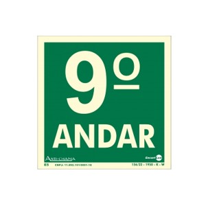 Placa Pvc Pavimento 9º Andar Fotoluminescente Paf344 - Encartale 