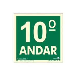 Placa Pvc Pavimento 10º Andar Fotoluminescente Paf345 - Encartale 